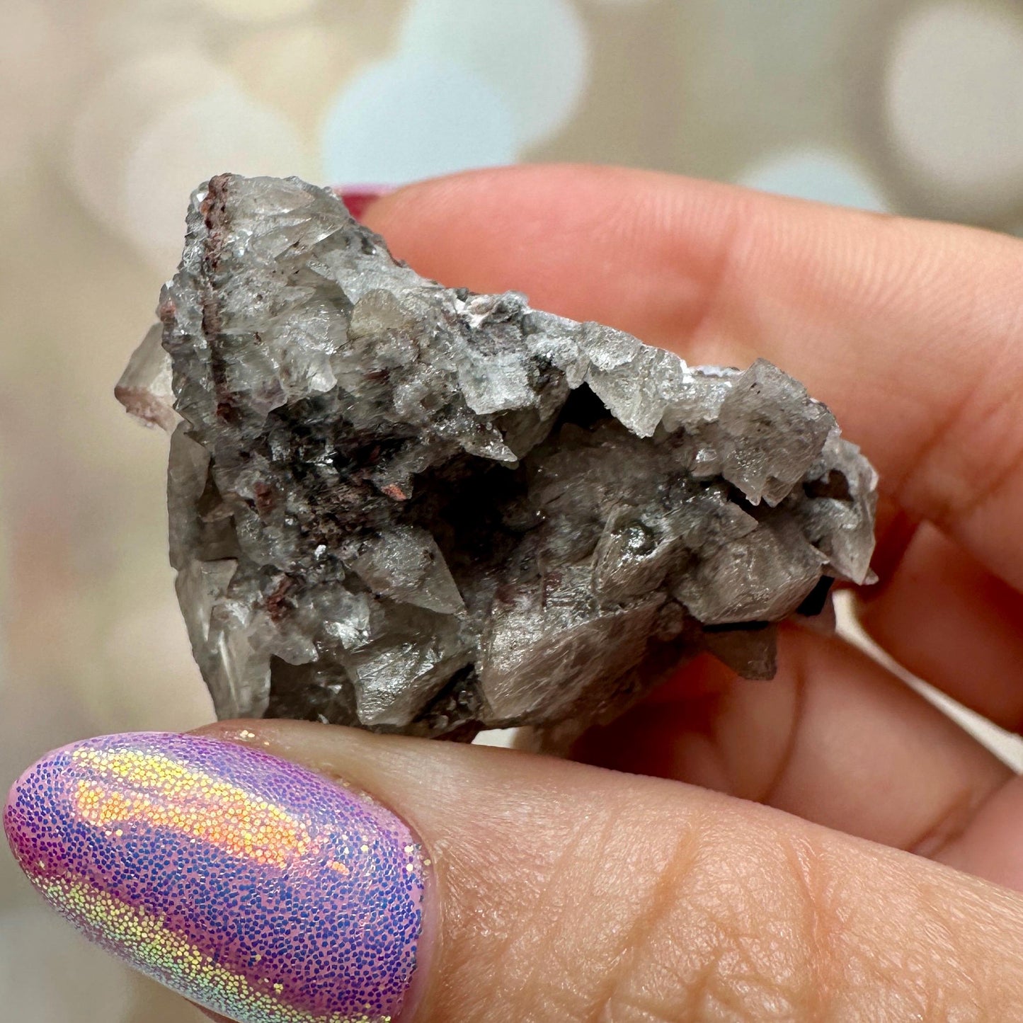 Calcite with Hematite – UV Reactive – Potosi Mine, Santa Eulalia, Chihuahua, Mexico