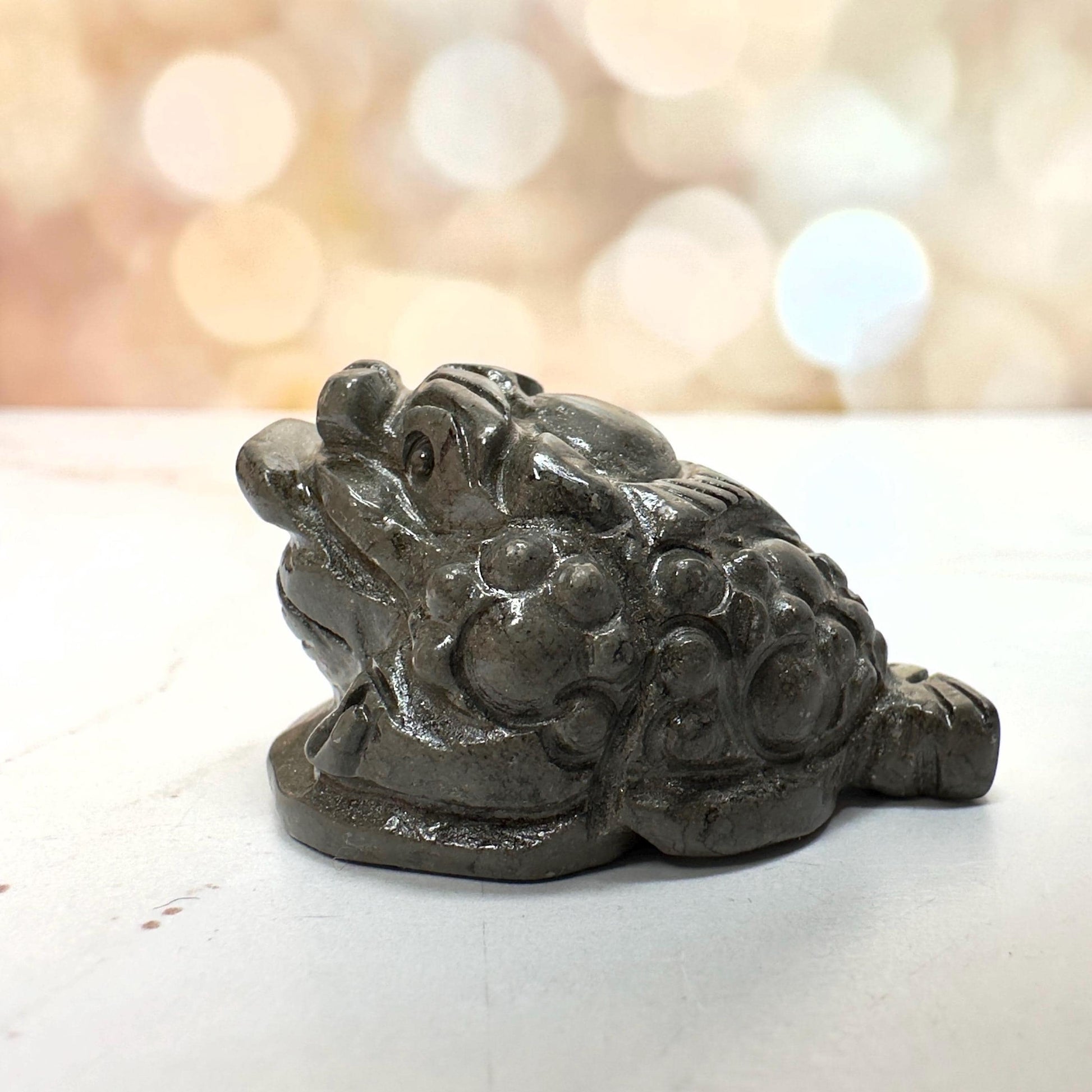 Mini Money Toad In Pyrite Master Carved | Pocket size
