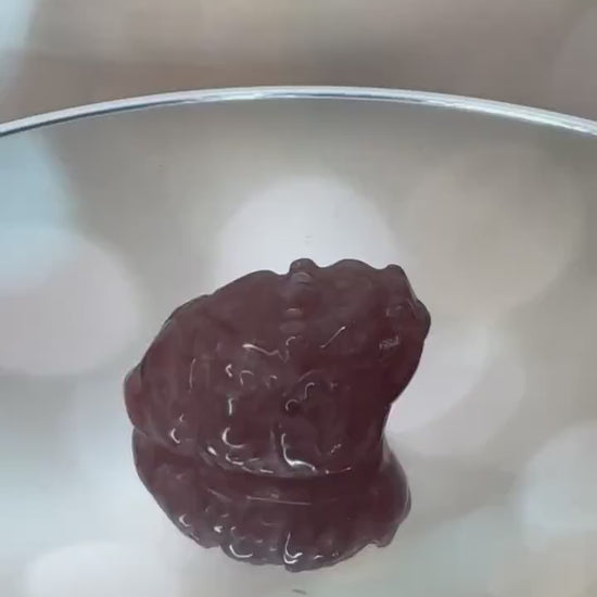 Mini Money Toad in Strawberry Quartz Master Carved | Pocket size