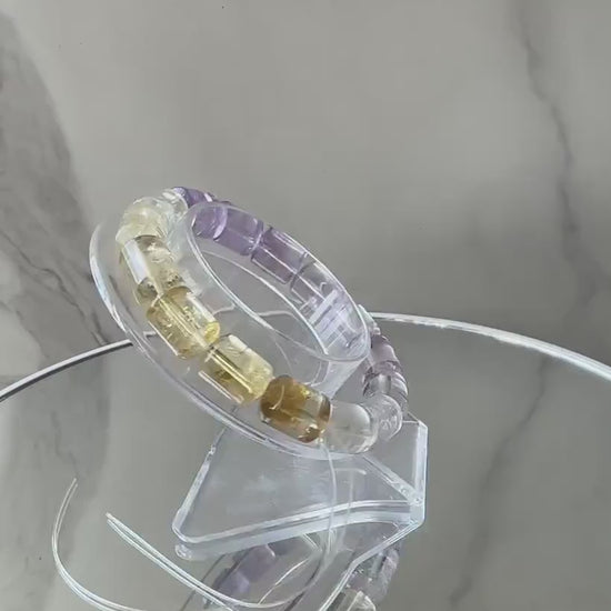 Amazing Citrine & Amethyst Barrel Bracelet | AAA Clarity | High-Quality | Crystal Bracelet | Genuine