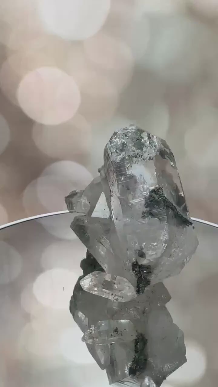 Chlorite Himalayan Quartz Specimen Cluster With Rutile Inclusions From India AAA+ grade | Tucson Gem Show Exclusive