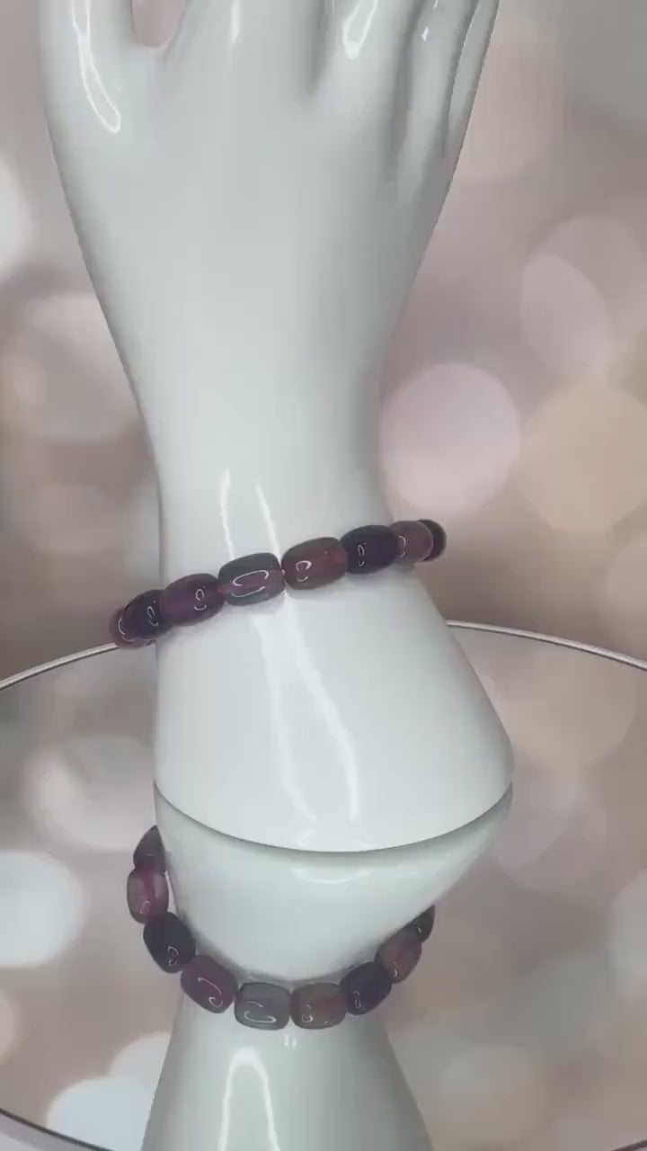 Barrel Fluorite Bracelet With Banding High-Quality Crystal Jewelry Beads in 8.8mm