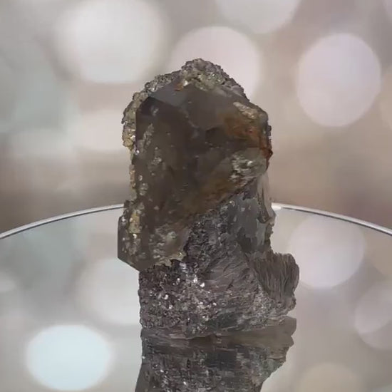 Unique Smoky Quartz With Tourmaline Mica And Lepidolite Self Standing Specimen From Brazil