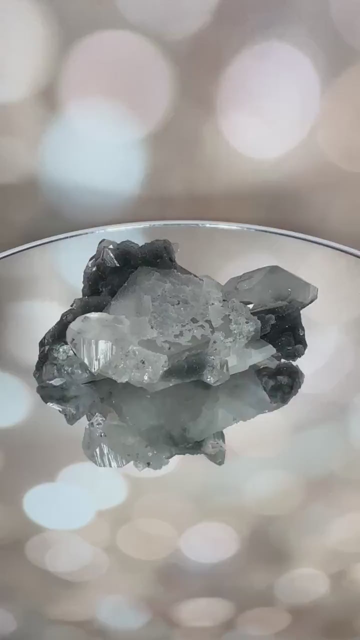 Sugary Apophyllite Blue/Black Chalcedony Specimen From India | Tucson Gem Show Exclusive