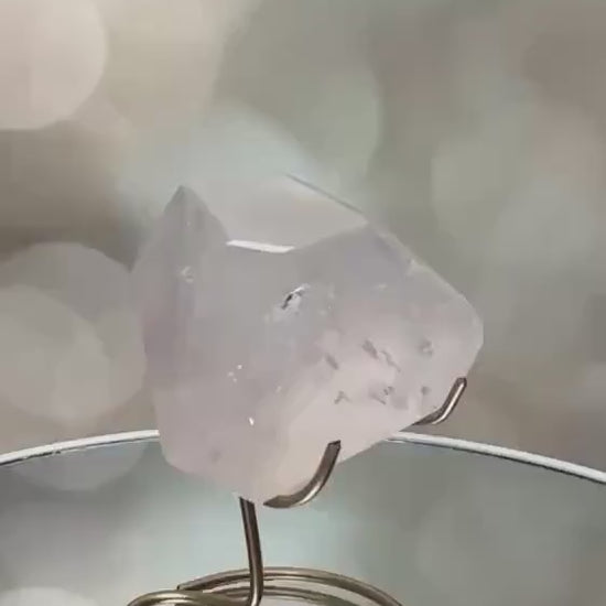 Beautiful Rose Quartz Crystal on Elegant Custom Gold Stand | Top Quality from Brazil