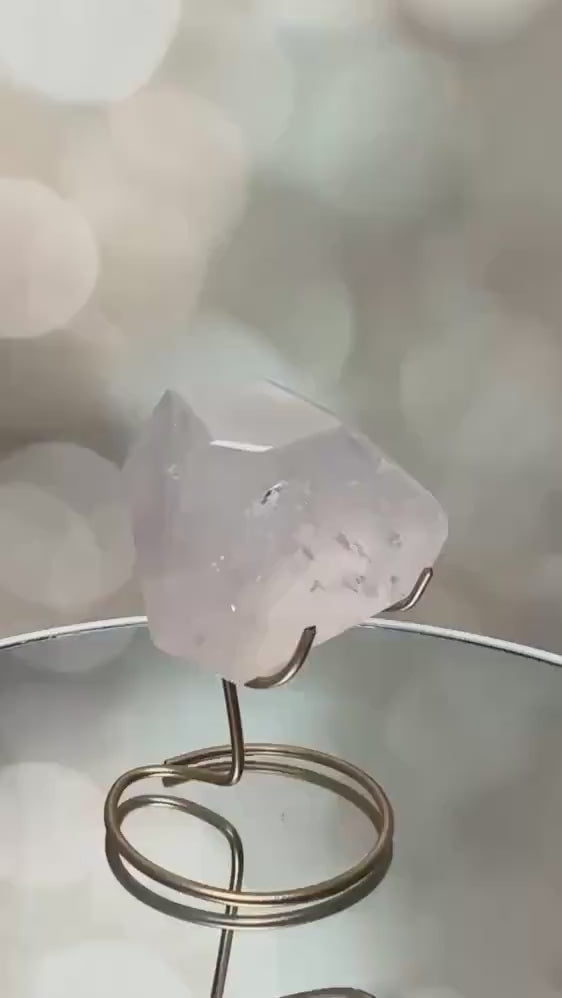 Beautiful Rose Quartz Crystal on Elegant Custom Gold Stand | Top Quality from Brazil