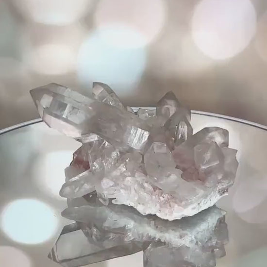 Beautiful Pink Himalayan Samadhi Quartz High-Quality Genuine Specimen Crystal Cluster from India | Tucson Gem Show Exclusive