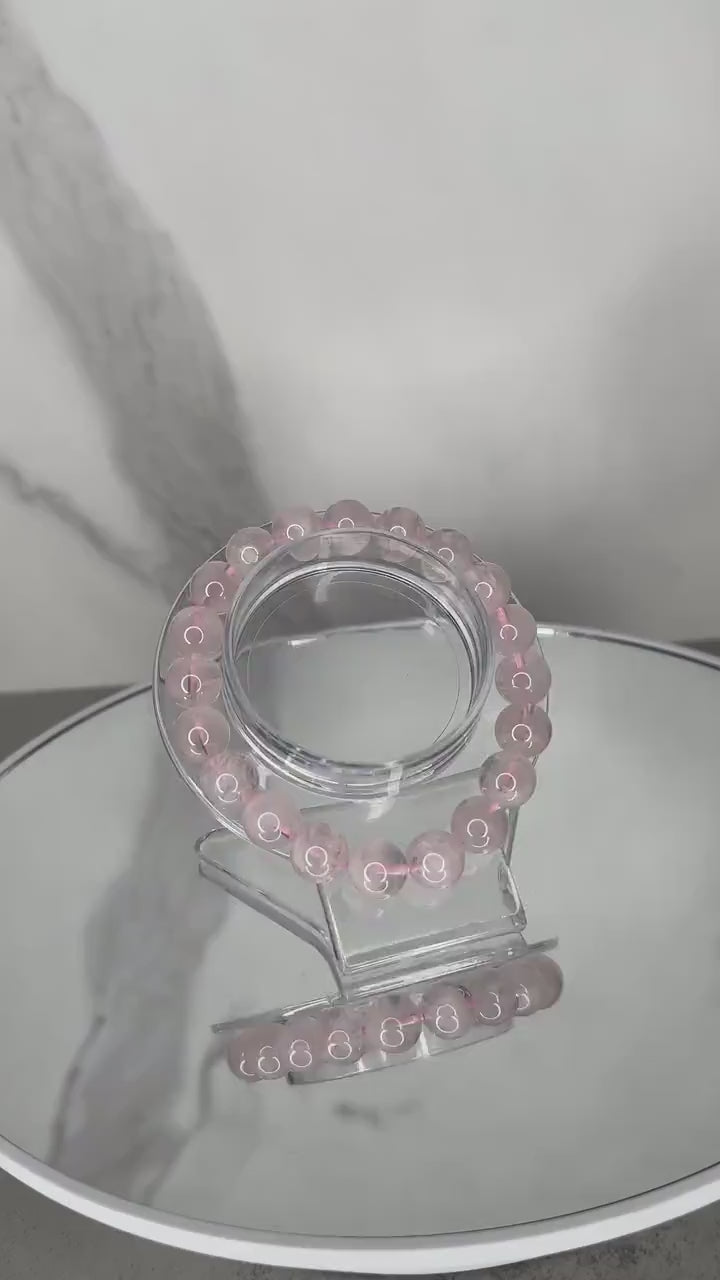 Amazing Rose Quartz Garden Inclusion Bracelet | Genuine Crystal | High-Quality | Natural | Snowflake | 10.1mm