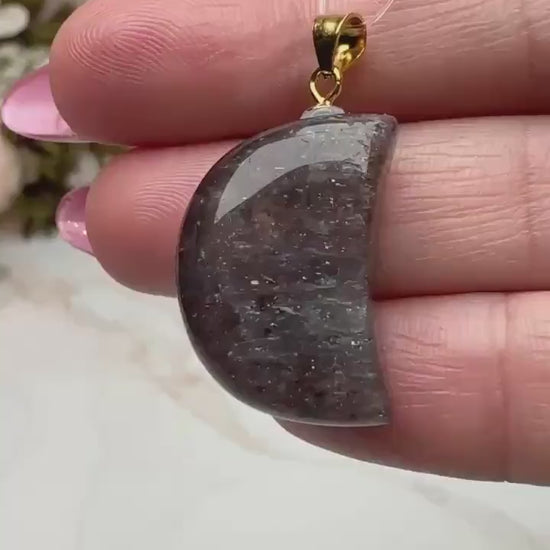 Flashy Sunstone Iolite Moon Pendant | High-Quality Exquisite Crystal Jewelry for Necklace