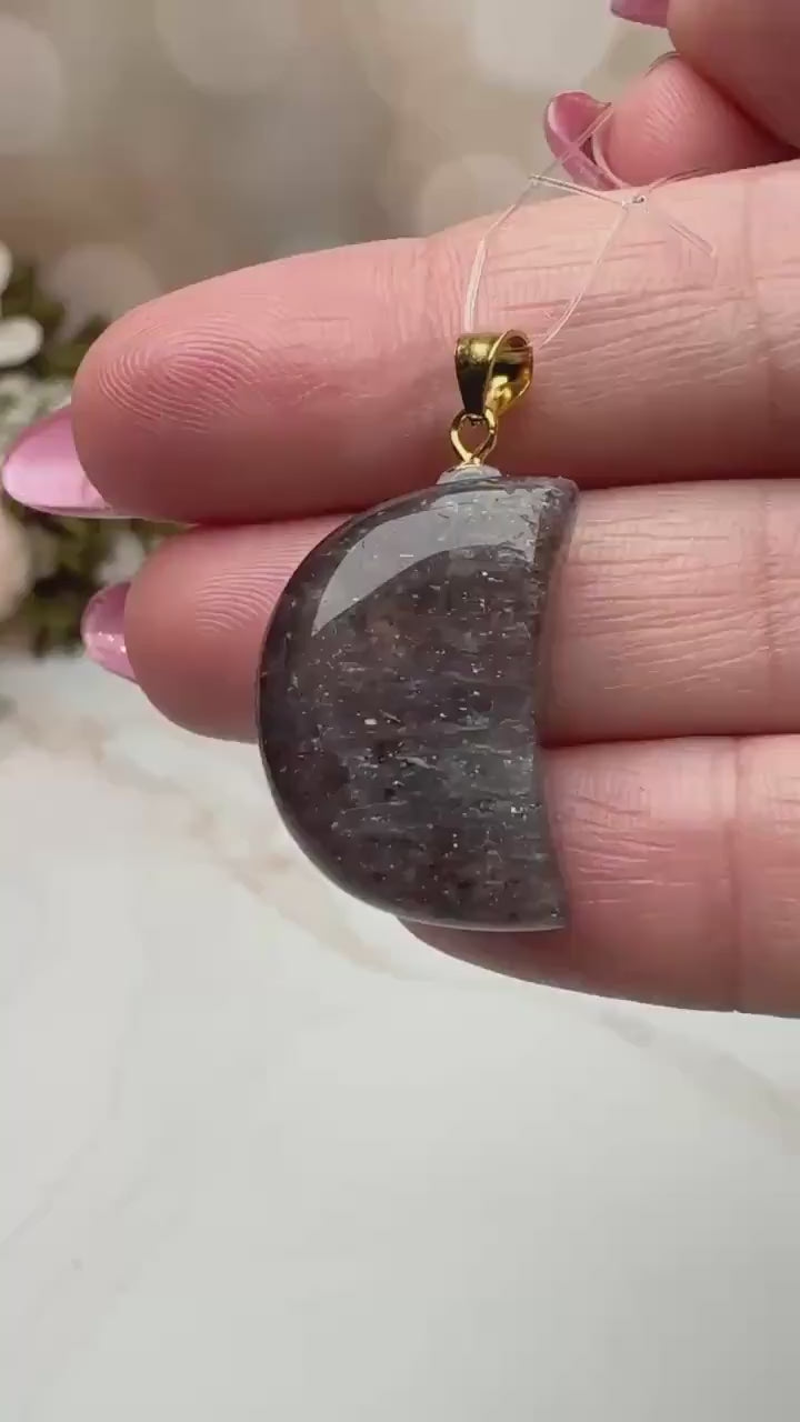 Flashy Sunstone Iolite Moon Pendant | High-Quality Exquisite Crystal Jewelry for Necklace