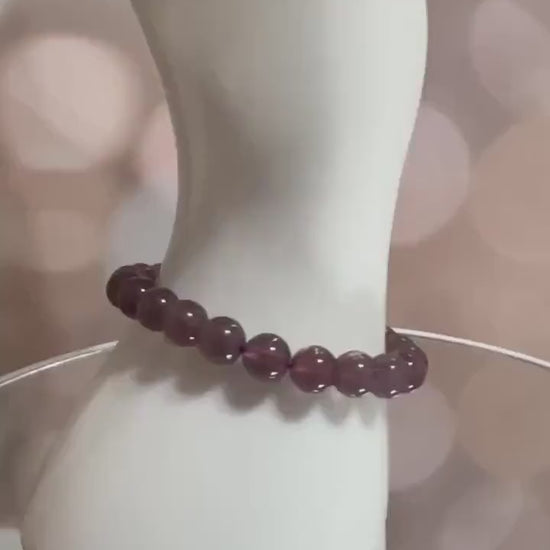 Dark Purple Chalcedony Bracelet High-Quality Crystal Jewelry Beads in 8mm