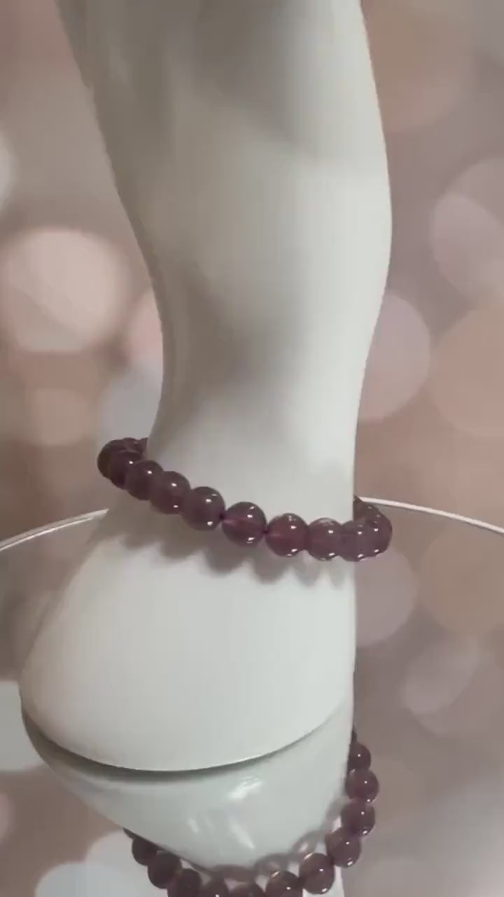 Dark Purple Chalcedony Bracelet High-Quality Crystal Jewelry Beads in 8mm