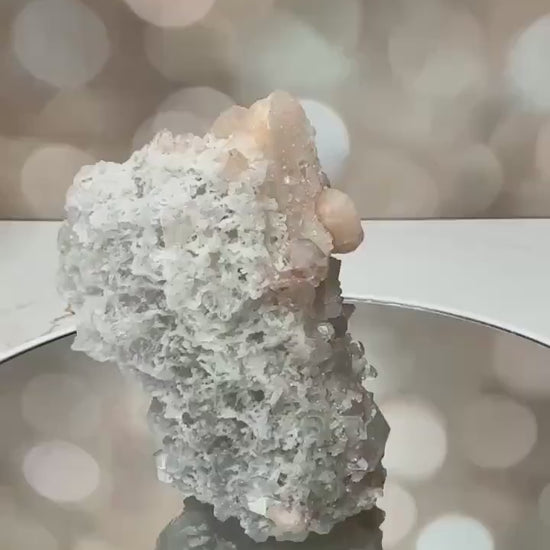 Sugary Pink Apophyllite With Stilbite High Quality Specimen Crystal From India | Tucson Gem Show Exclusive