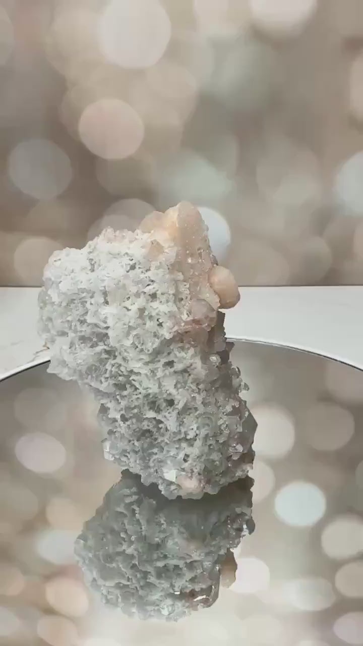 Sugary Pink Apophyllite With Stilbite High Quality Specimen Crystal From India | Tucson Gem Show Exclusive