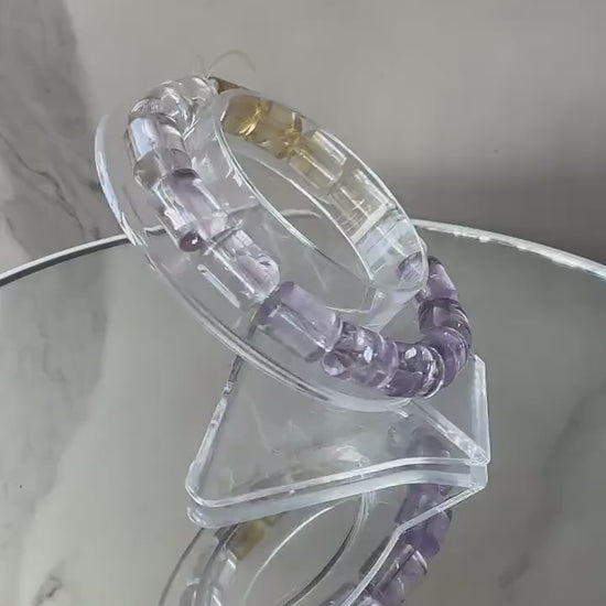 Stunning Citrine & Amethyst Barrel Bracelet | AAA Clarity | High-Quality | Crystal Bracelet | Genuine