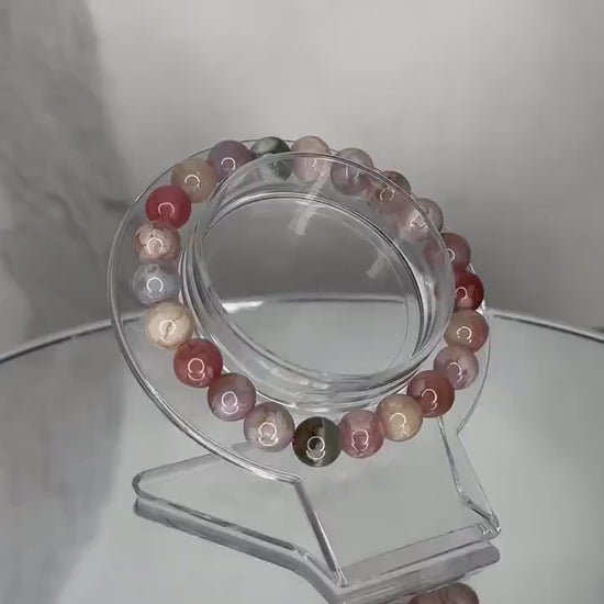 Beautiful Colorful Flower Agate Bracelet | High-Quality Crystal Bracelet | AAA Flower Agate | Genuine Crystal Bracelet | 8.7mm