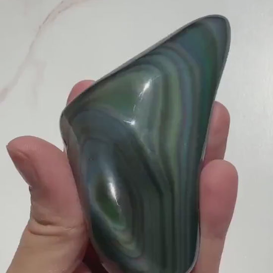 Rainbow Obsidian Freeform Super Dark & Flashy Multi-Color From Mexico | Tucson Gem Show Exclusive