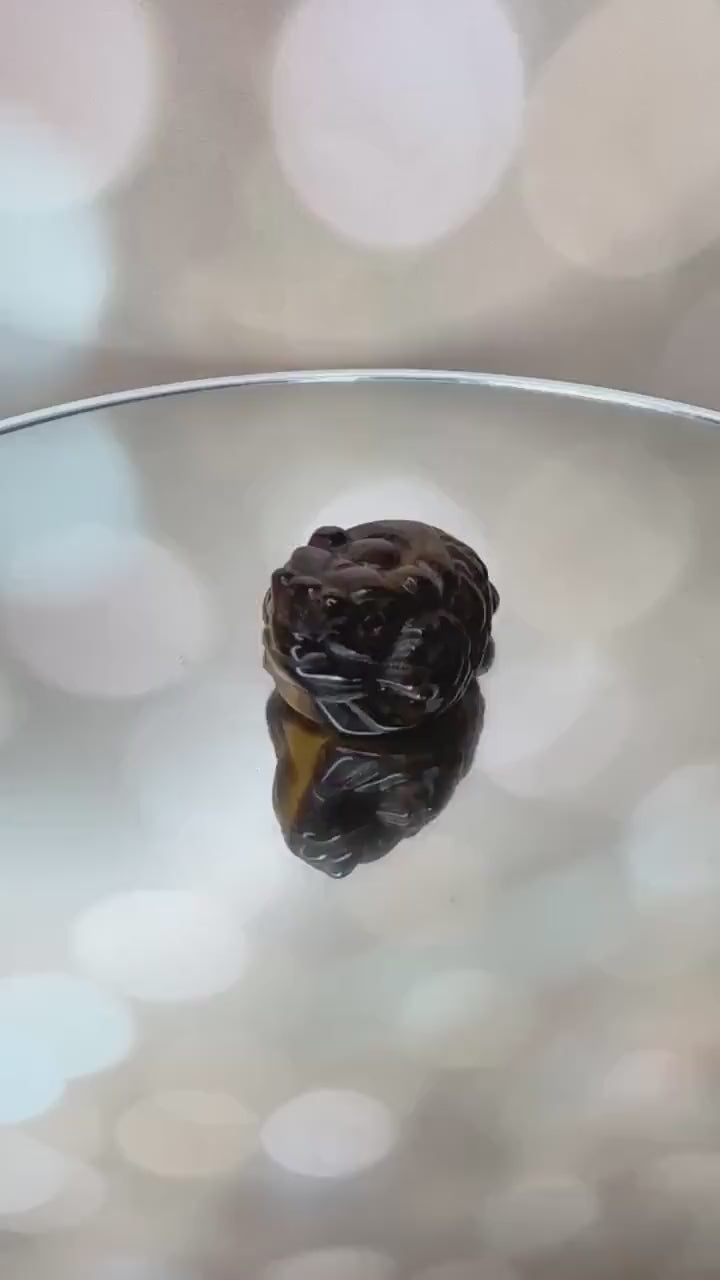 Mini Money Toad in Tiger-Eye Master Carved | Pocket size